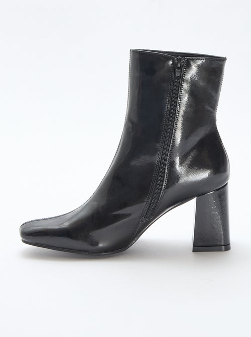 Glanzende boots met vierkante hak - Kiabi