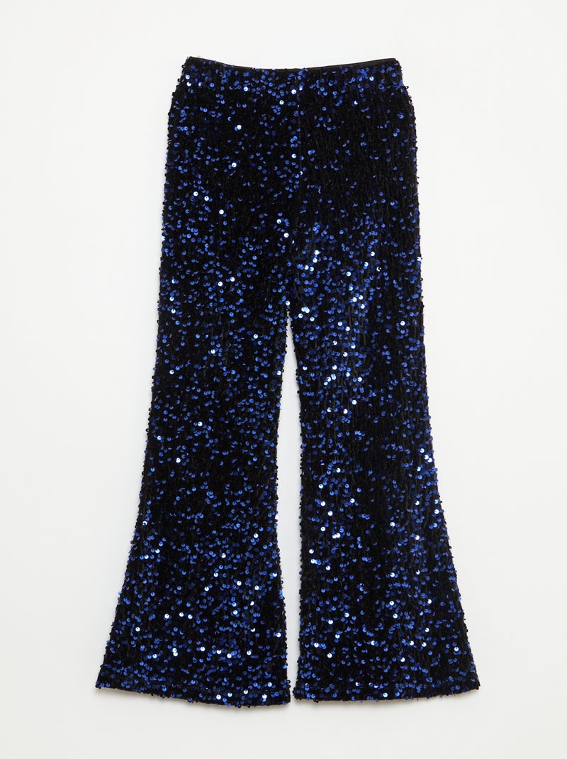 Glanzende broek, flared fit Blauw - Kiabi