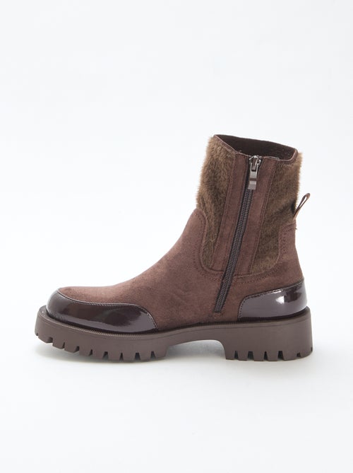 Glanzende laarsjes van suèdine - Kiabi