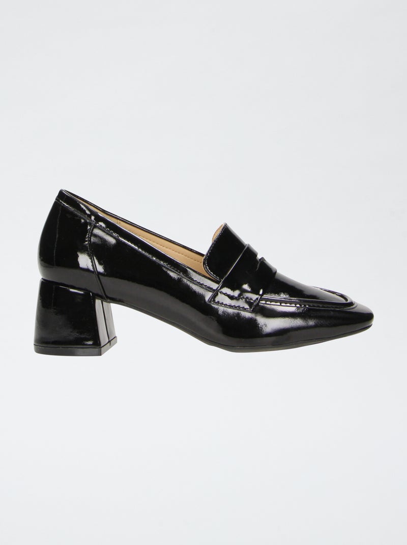 Glanzende loafers met bandjes Zwart - Kiabi