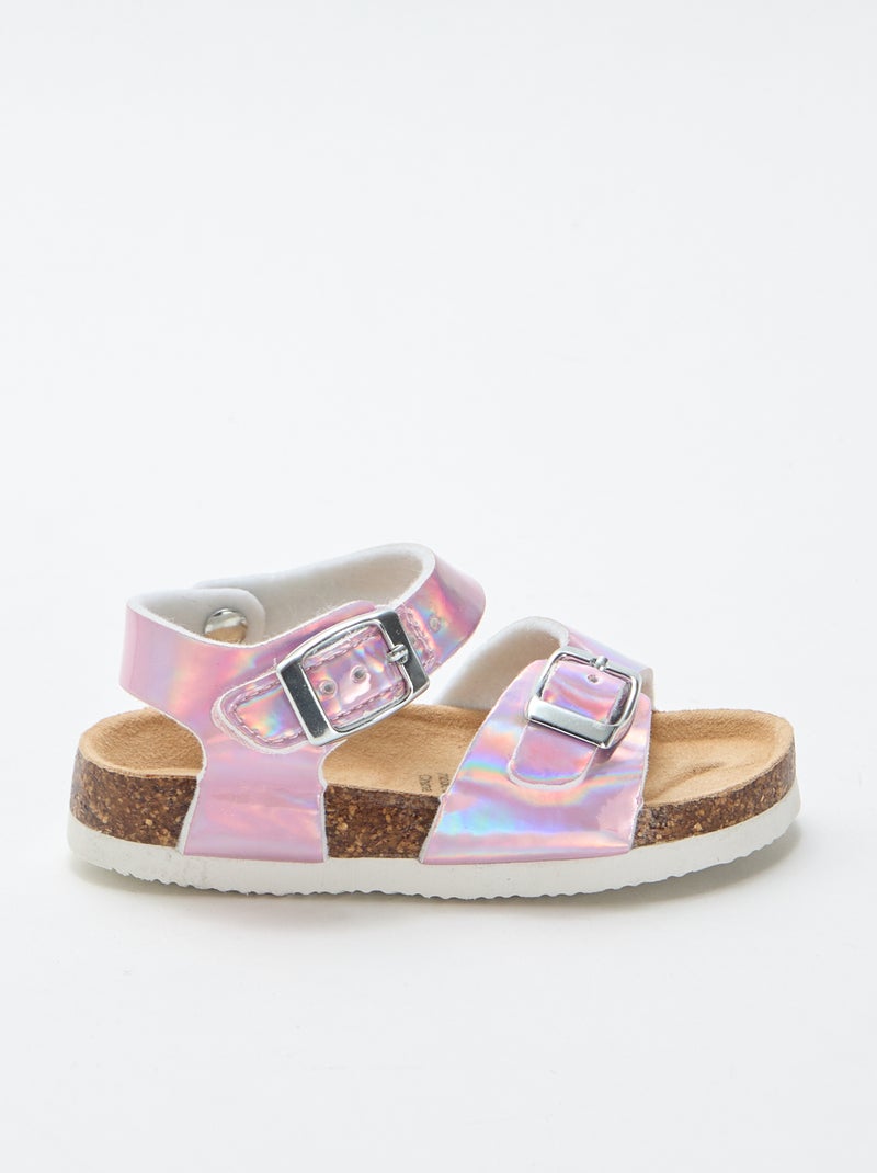 Glimmende sandalen met bandjes Rose - Kiabi