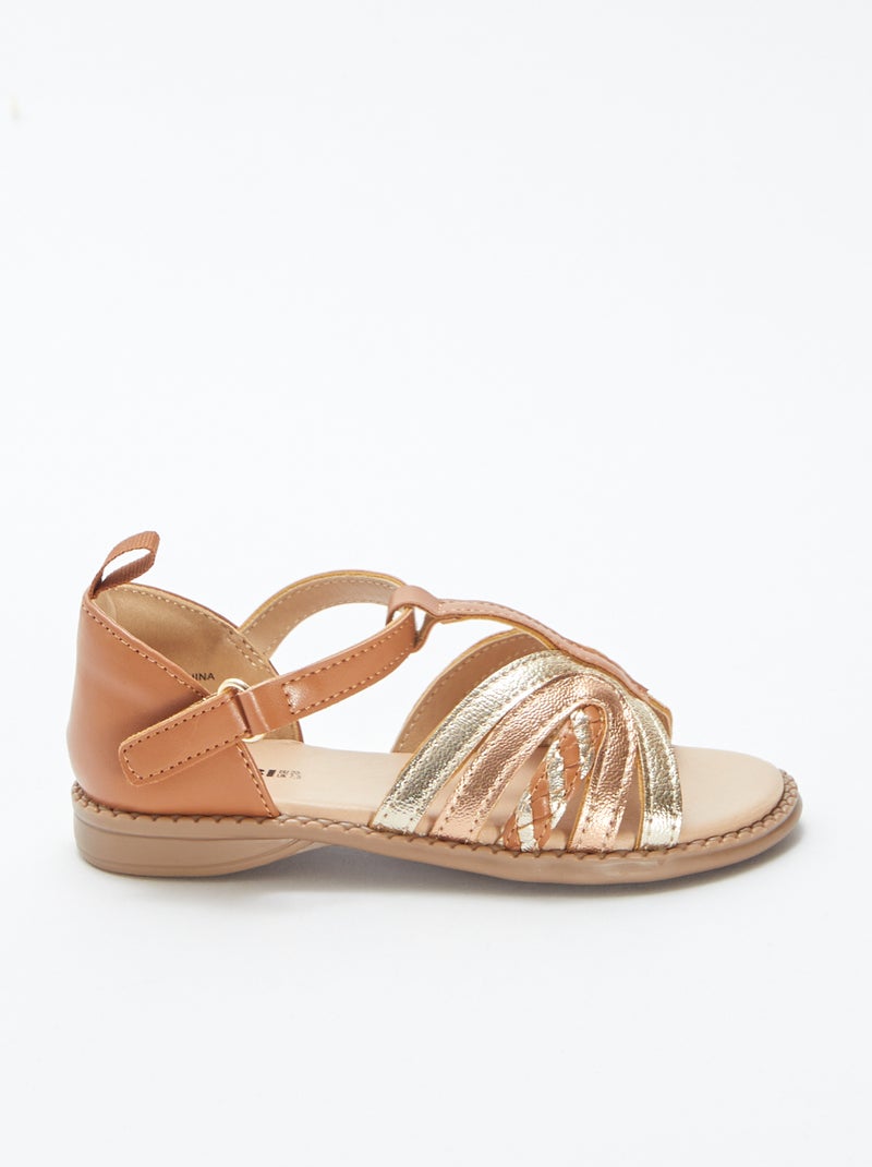 Goud- en koperkleurige sandalen met klittenbanden BIEGE - Kiabi