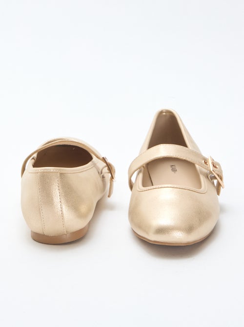 Goudkleurige ballerina's met bandjes - Kiabi