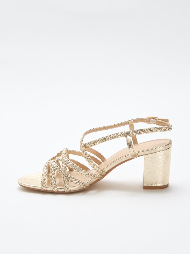 Goudkleurige feestelijke sandalen met hak Geel - Kiabi