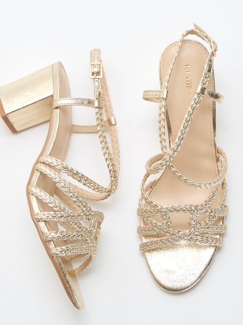 Goudkleurige feestelijke sandalen met hak - Kiabi