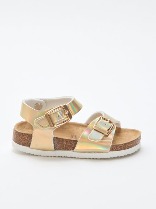 Goudkleurige, glanzende sandalen met bandjes - Kiabi