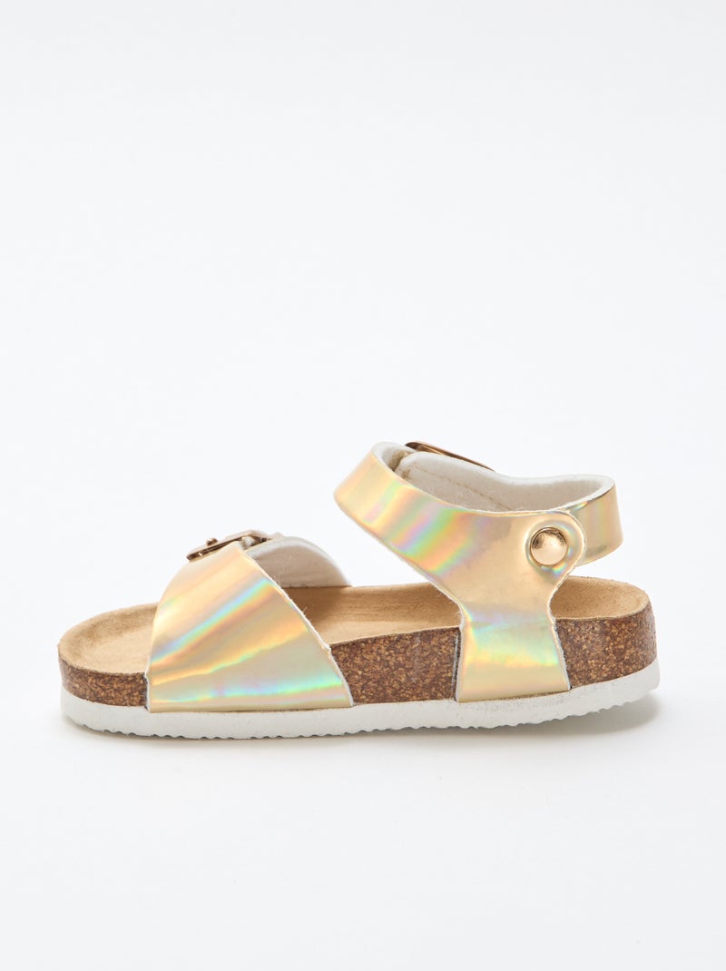 Goudkleurige, glanzende sandalen met bandjes Geel - Kiabi