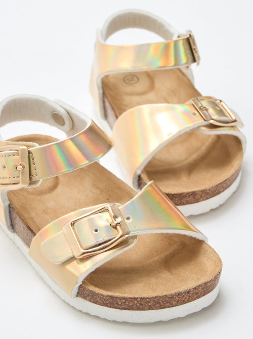 Goudkleurige, glanzende sandalen met bandjes - Kiabi