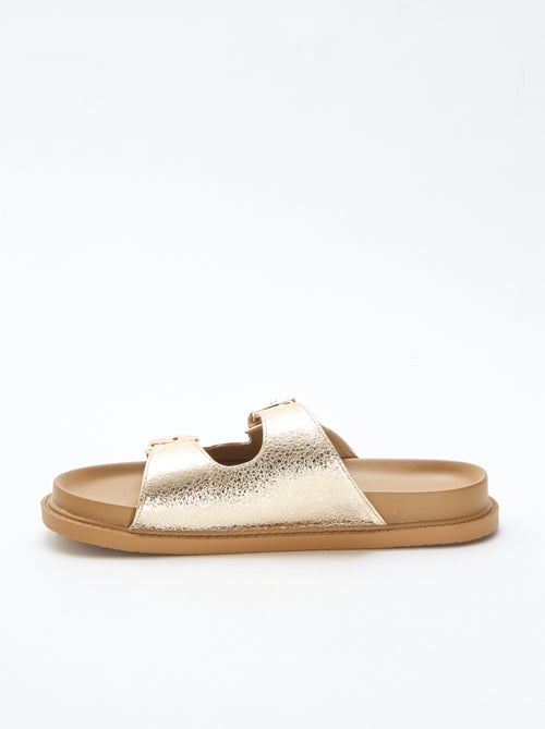 Goudkleurige instappers met twee bandjes - Kiabi