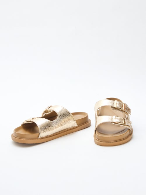Goudkleurige instappers met twee bandjes - Kiabi