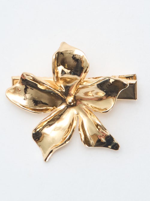 Goudkleurige krokodillenklemmen in bloemvorm - Kiabi