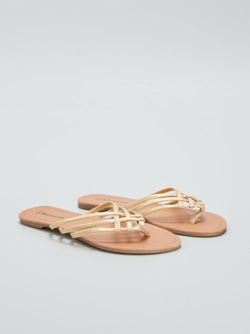 Goudkleurige, platte sandalen - Kiabi