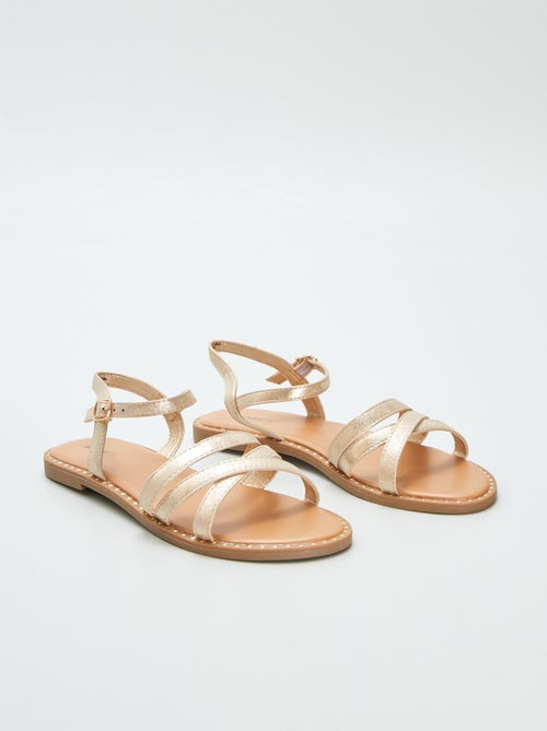 Goudkleurige sandalen met bandjes - Kiabi