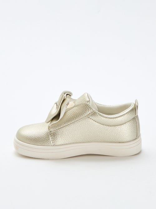 Goudkleurige slip-on schoenen / zonder veters met fantasie strikken - Kiabi