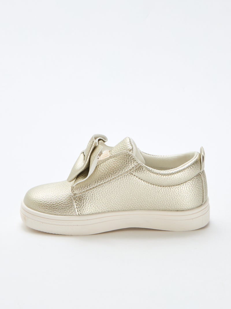 Goudkleurige slip-on schoenen / zonder veters met fantasie strikken Geel - Kiabi