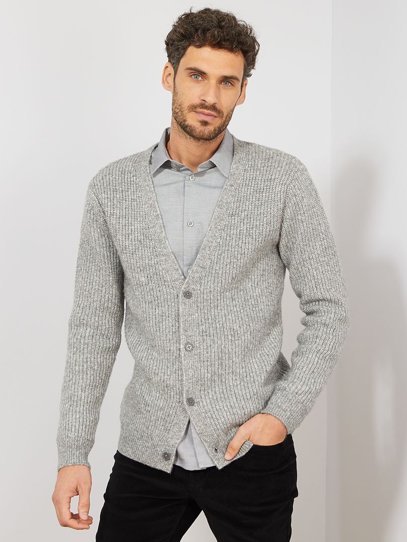 lang grijs gebreid vest