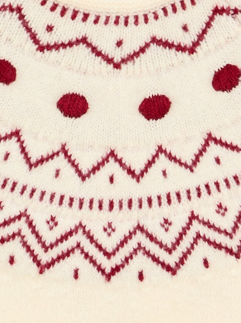 Grof gebreide jacquard trui Wit - Kiabi