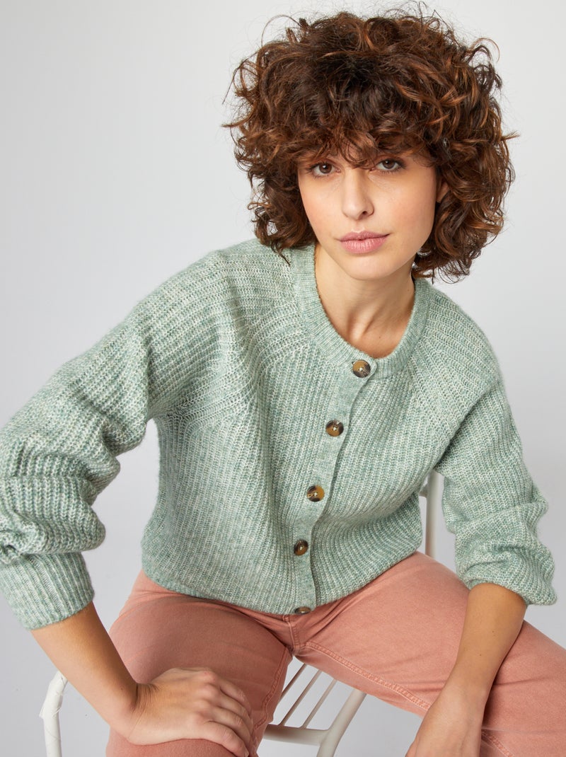 Grofgebreid vest GROEN - Kiabi