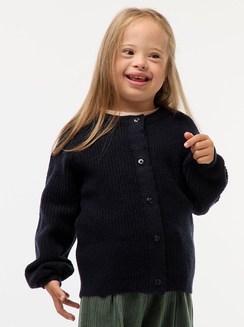 Grofgebreid vest met magnetische sluiting - So Easy Blauw - Kiabi
