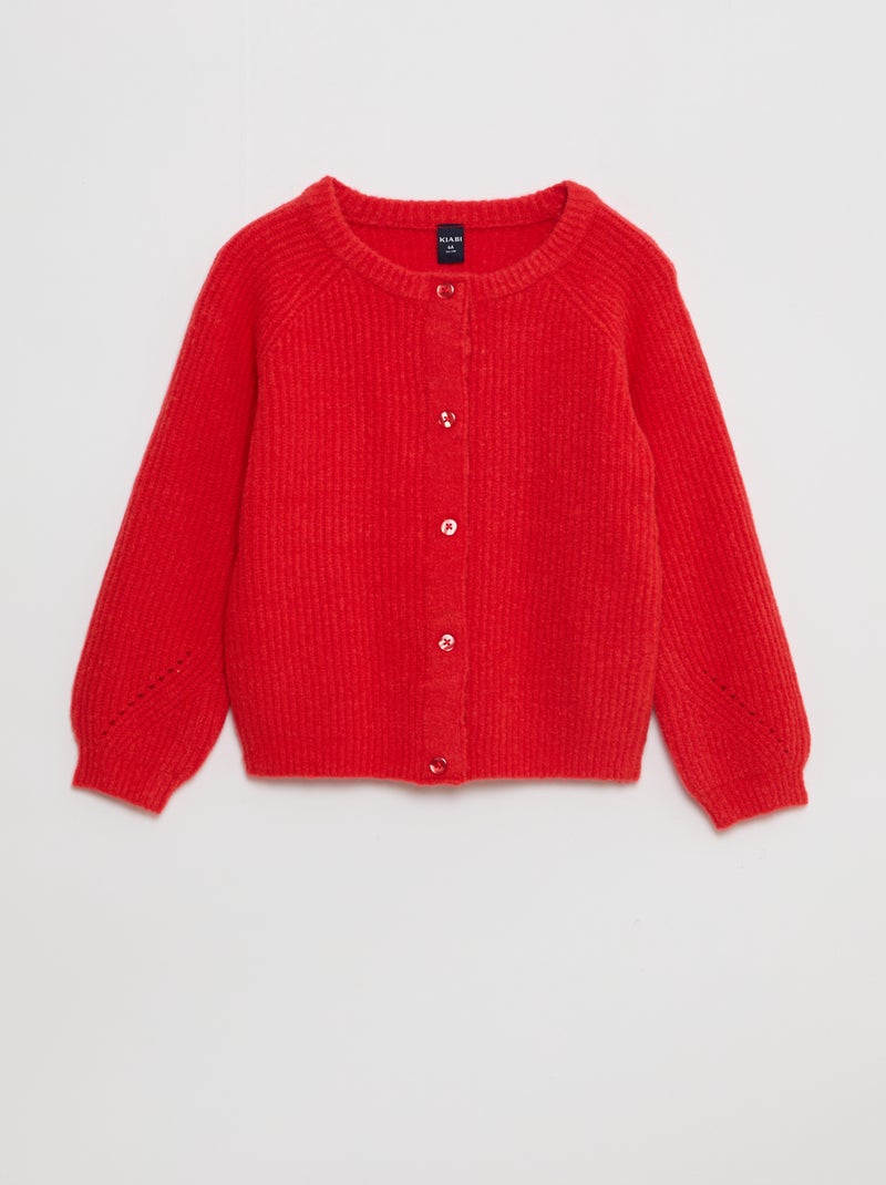Grofgebreid vest met magnetische sluiting - So Easy rood - Kiabi