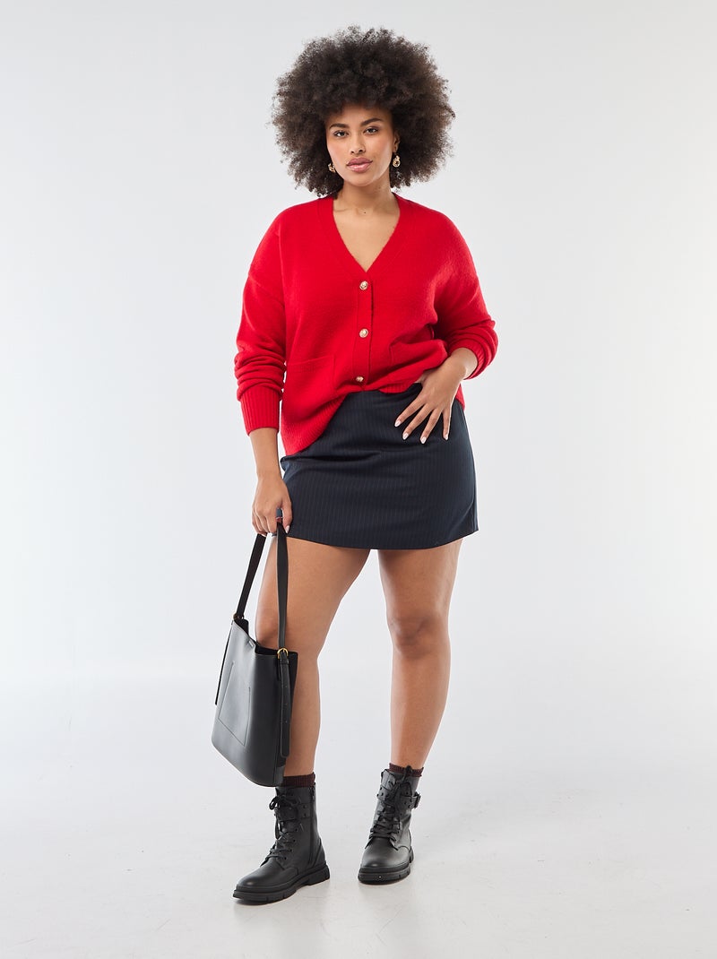 Grofgebreid vest rood - Kiabi