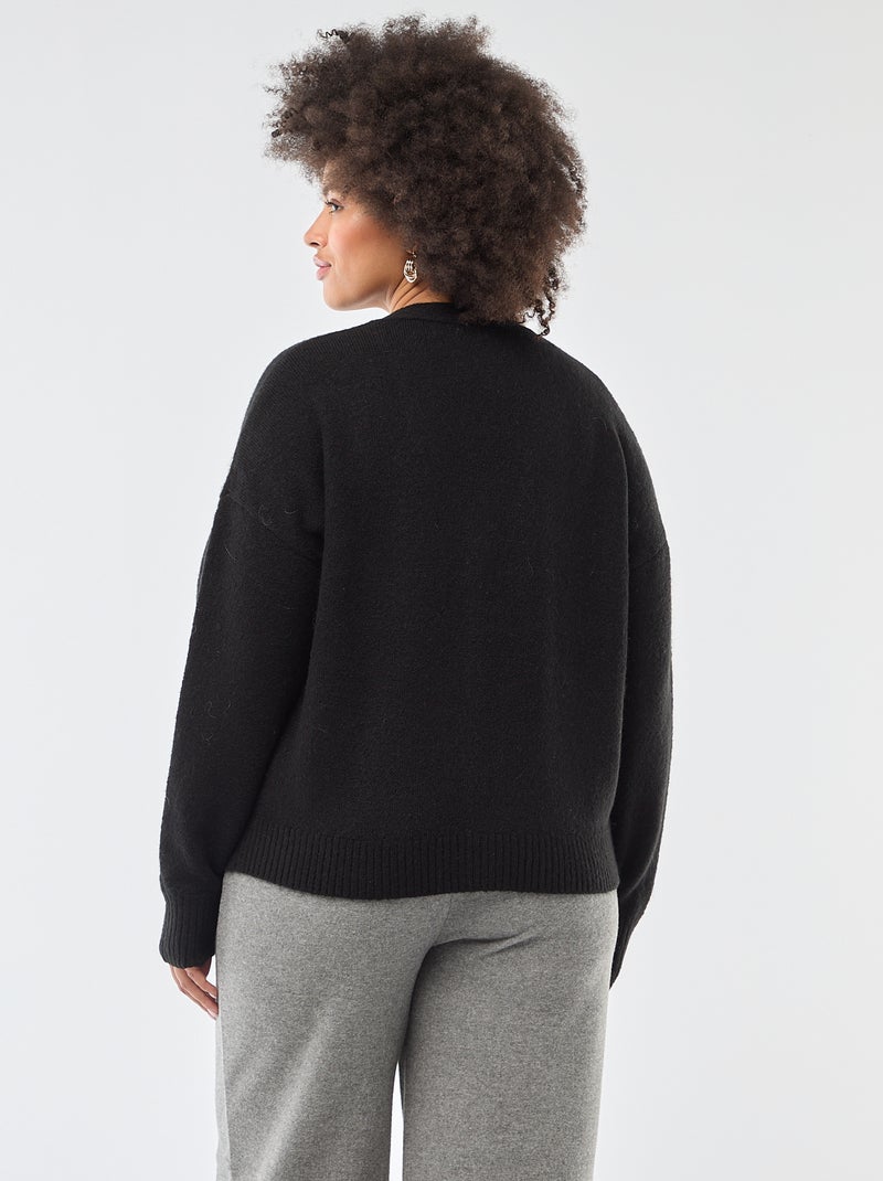 Grofgebreid vest zwart - Kiabi