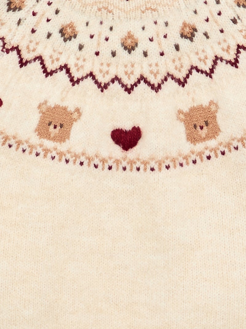 Grofgebreide jacquard kersttrui Biege - Kiabi