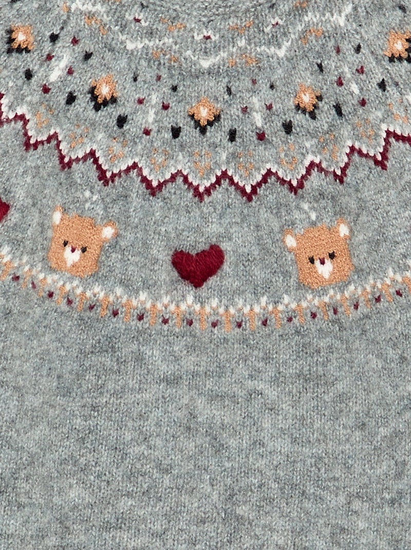 Grofgebreide jacquard kersttrui Grijs - Kiabi