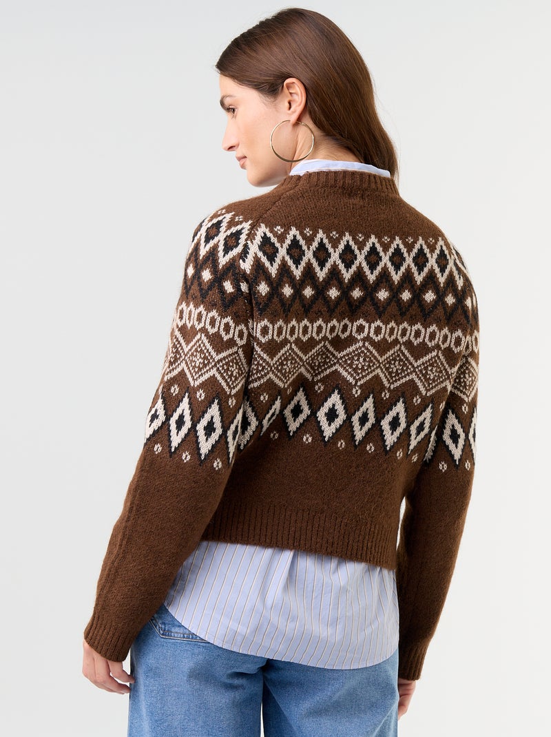 Grofgebreide jacquardtrui 'Kerst' Bruin - Kiabi