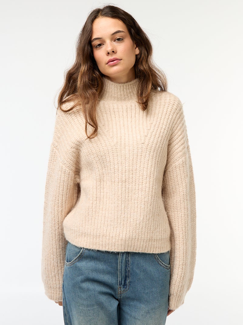 Grofgebreide trui Biege - Kiabi