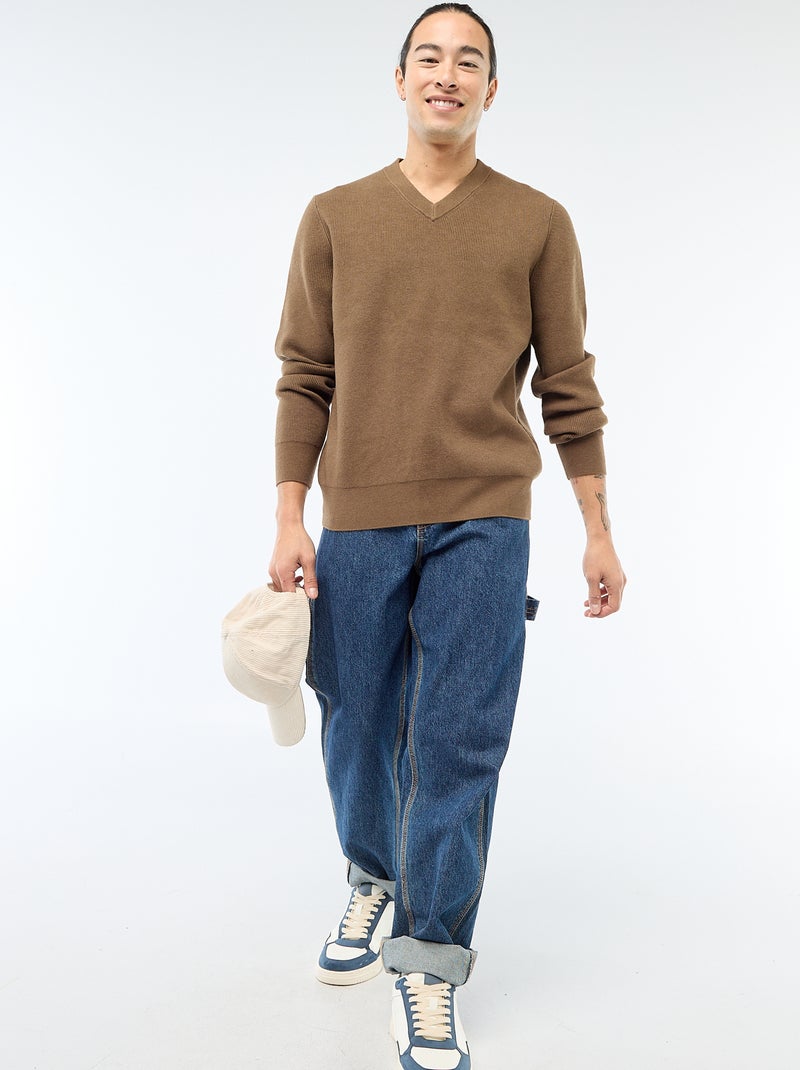 Grofgebreide trui bruin - Kiabi