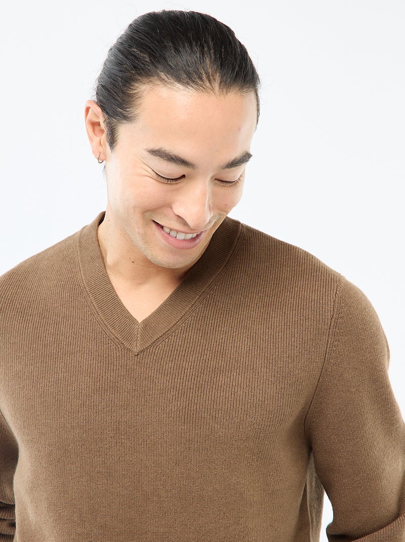 Grofgebreide trui bruin - Kiabi