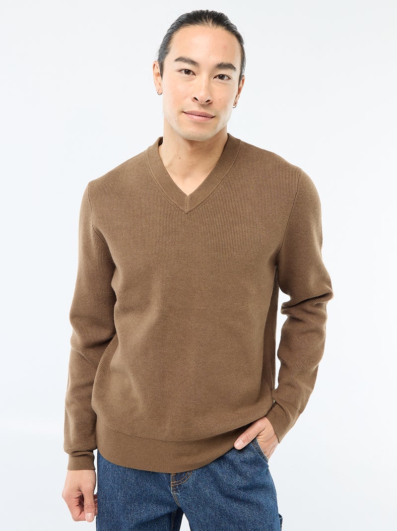 Grofgebreide trui bruin - Kiabi