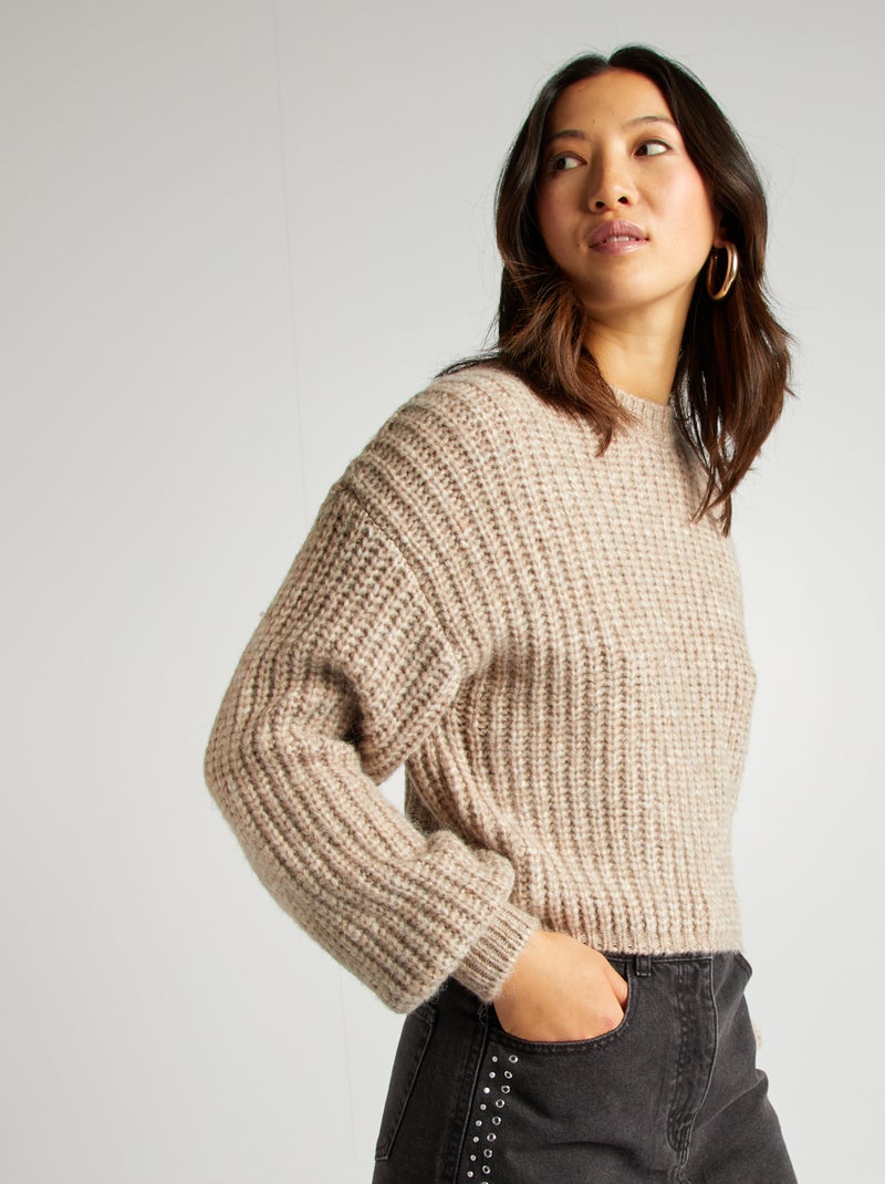 Grofgebreide trui GRIJS Dame Kiabi - Main Image