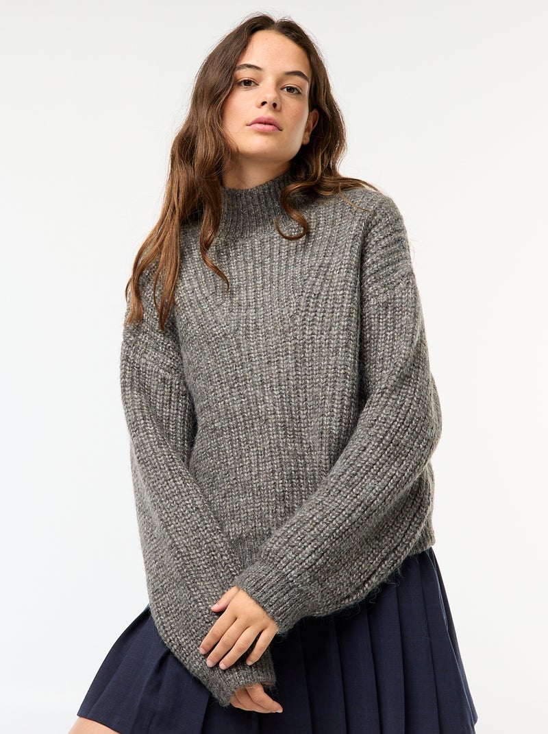 Grofgebreide trui Grijs - Kiabi