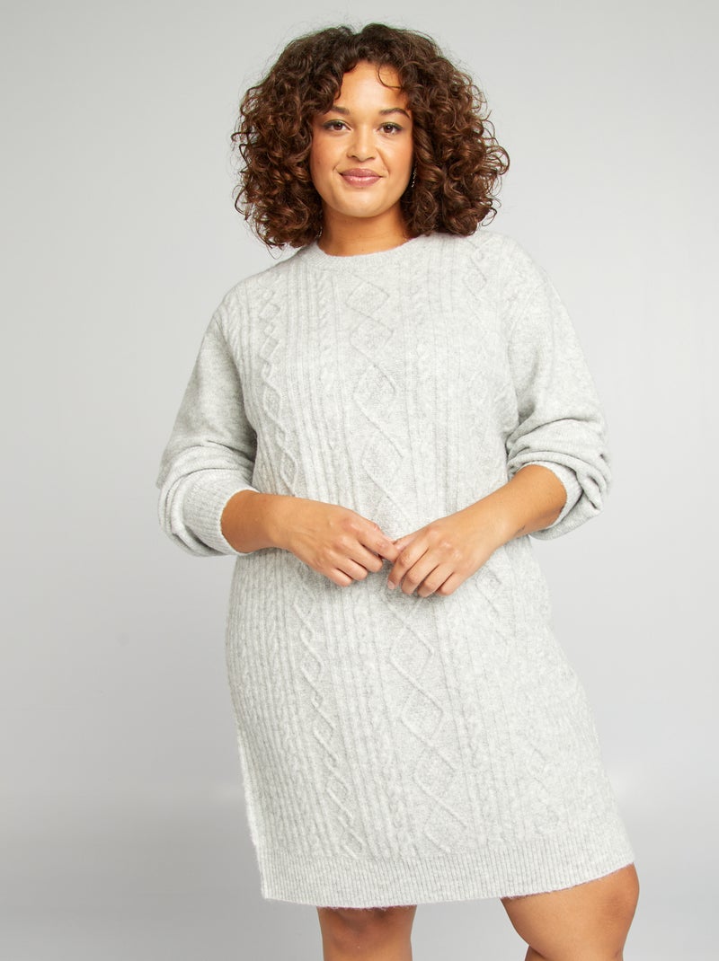 Grofgebreide trui-jurk GRIJS - Kiabi