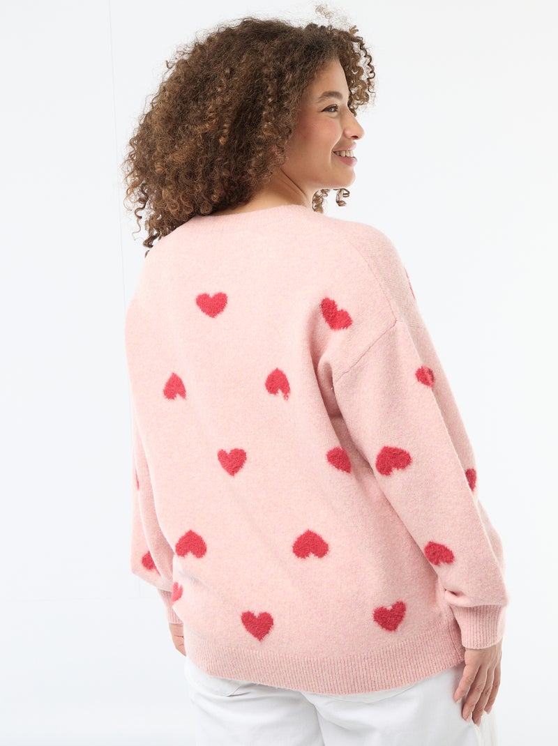 Grofgebreide trui met hartjesmotief Rose - Kiabi