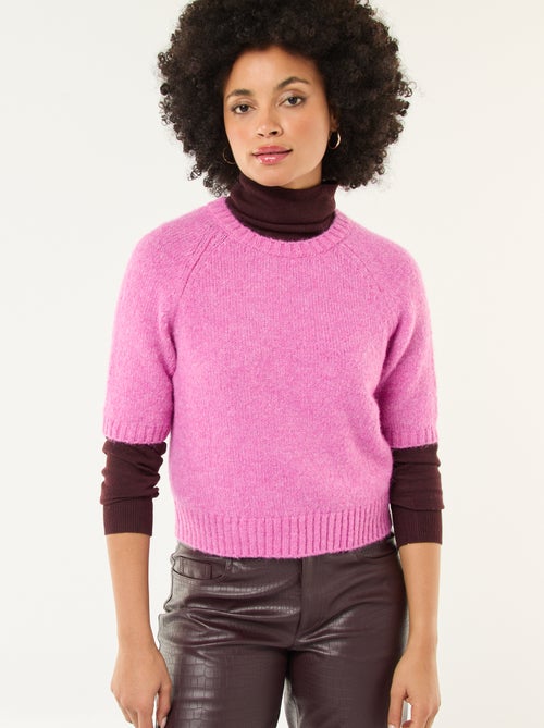 Grofgebreide trui met korte mouw - Kiabi