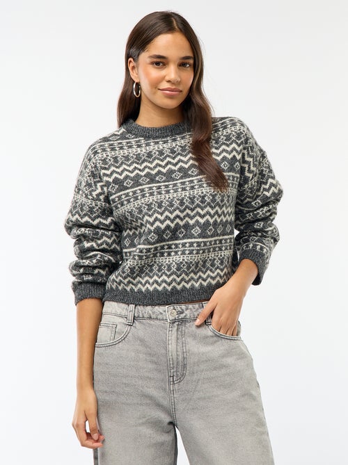 Grofgebreide trui met ronde hals - Kiabi