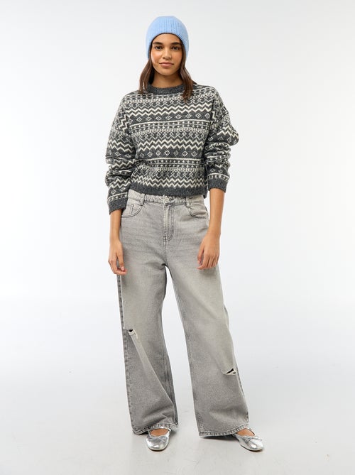 Grofgebreide trui met ronde hals - Kiabi