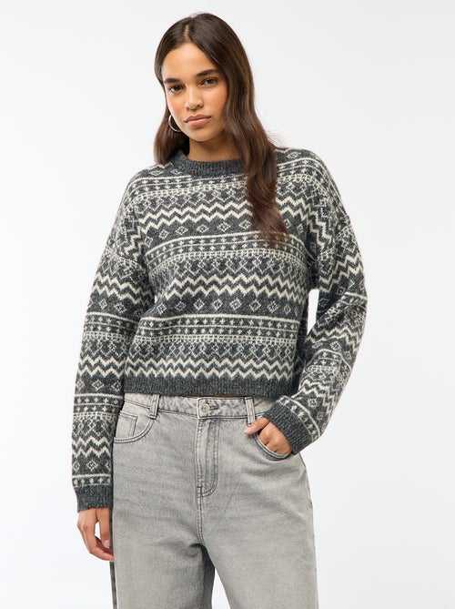 Grofgebreide trui met ronde hals - Kiabi