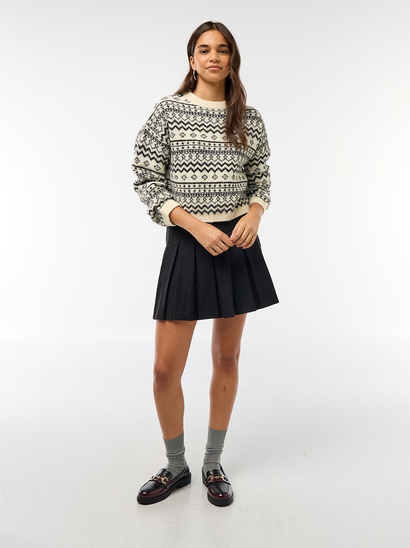 Grofgebreide trui met ronde hals Zwart - Kiabi