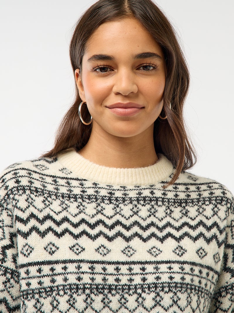 Grofgebreide trui met ronde hals Zwart - Kiabi