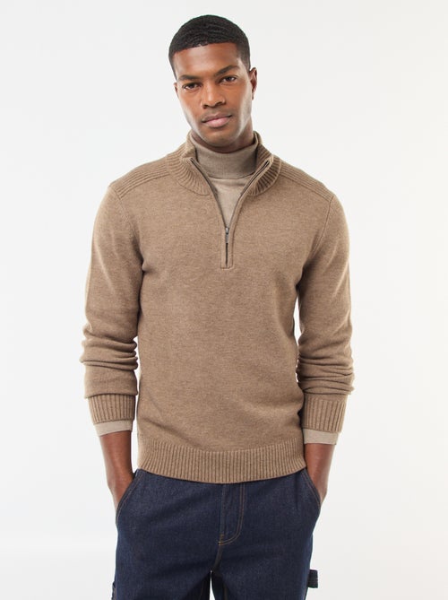 Grofgebreide trui met schipperskraag - Kiabi