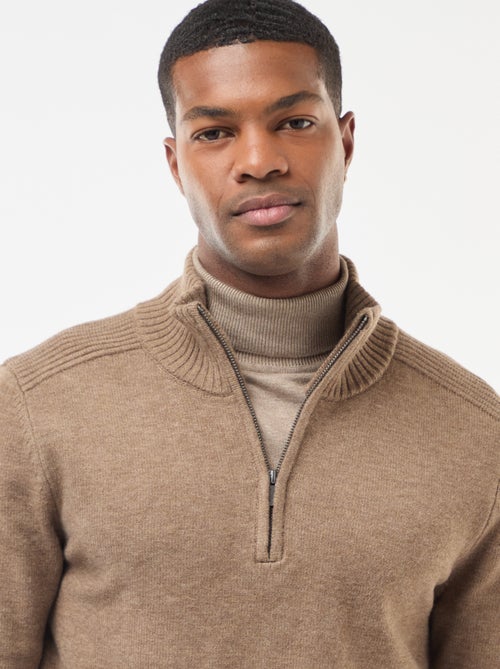 Grofgebreide trui met schipperskraag - Kiabi