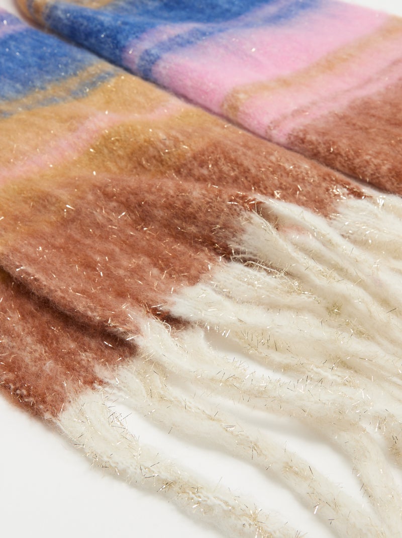 Grote sjaal met goudkleurige draden Bruin - Kiabi