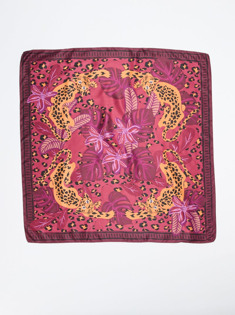 Grote vierkante foulard met motieven Bruin - Kiabi