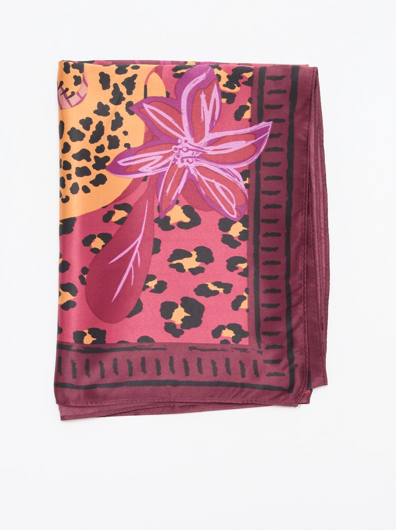 Grote vierkante foulard met motieven Bruin - Kiabi