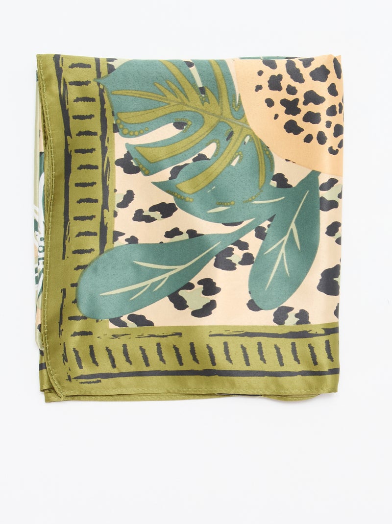 Grote vierkante foulard met motieven Groen - Kiabi