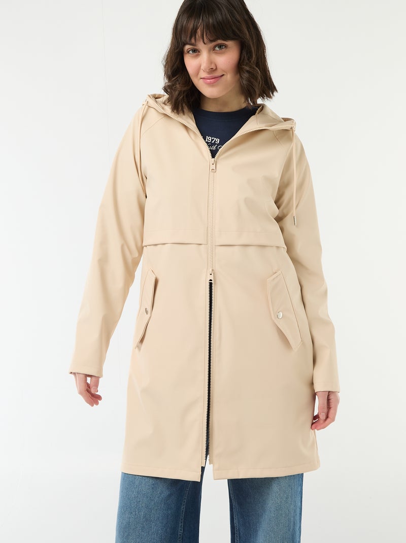 Gummy parka met capuchon Biege - Kiabi